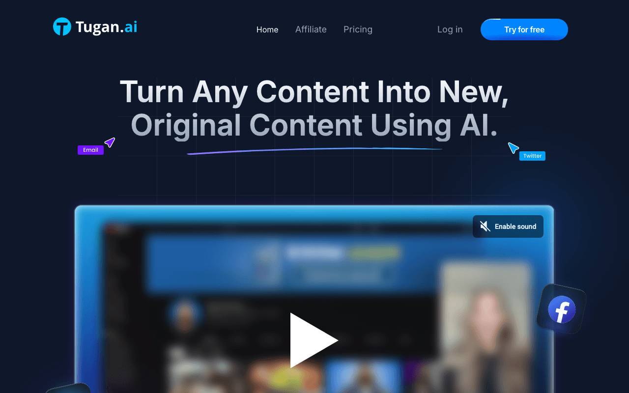 Tugan.ai homepage