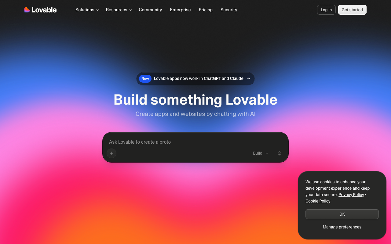 Lovable homepage